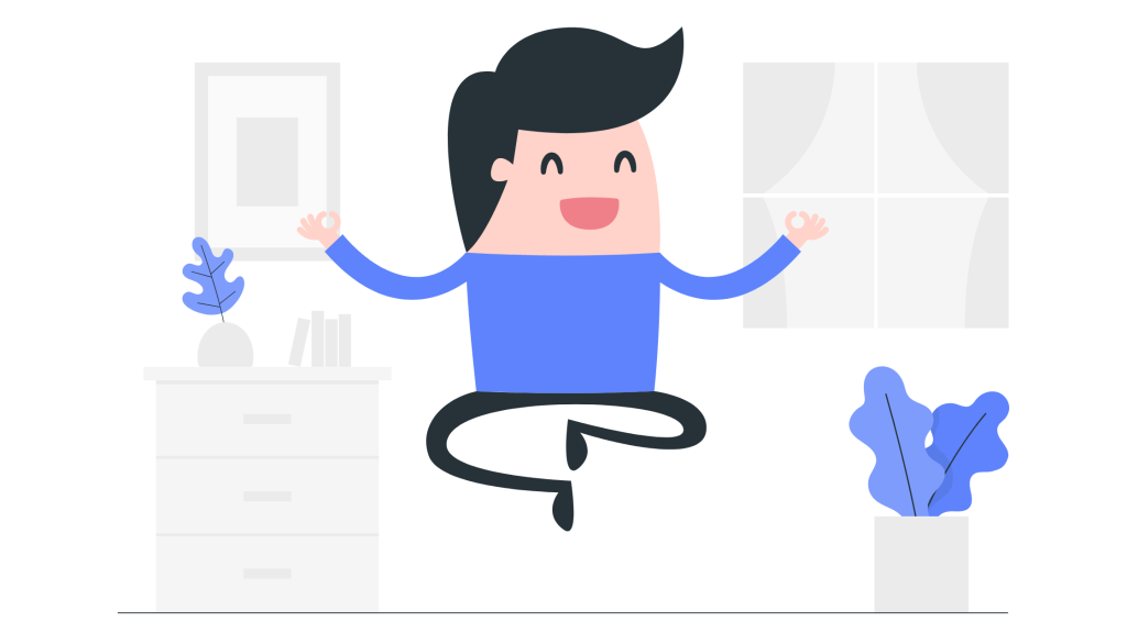 Person floating indicating peace icon