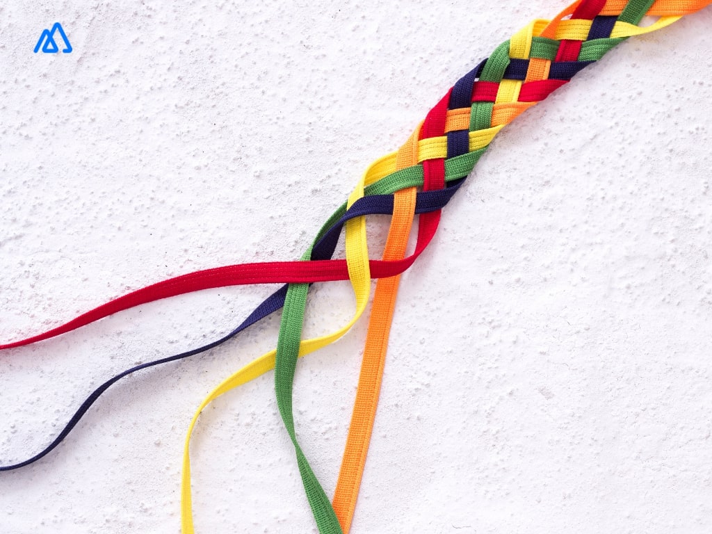 colourful ribbons strung together