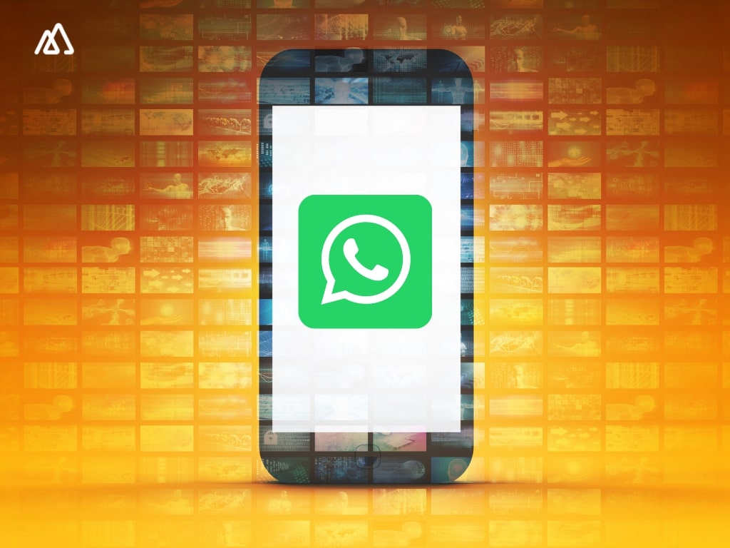 mobile with whatsapp logon on orange background