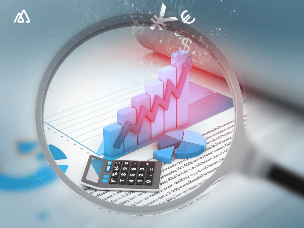 sales charts under a magnifying glass