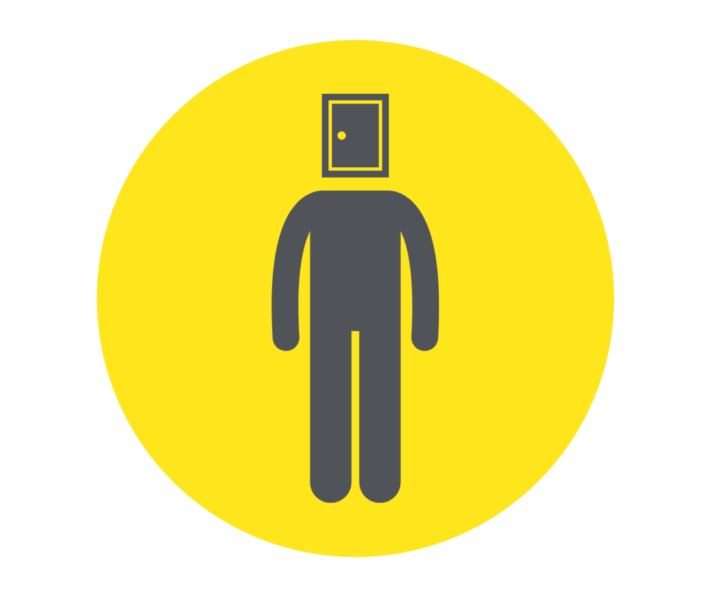 Closed mind person icon