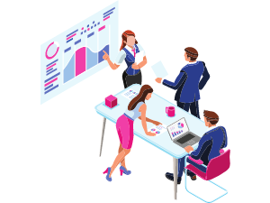 Business meeting and reports illustration