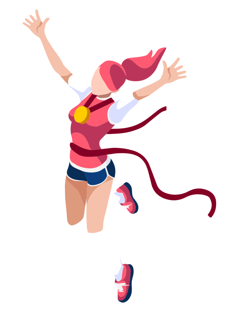 Woman winning a competition