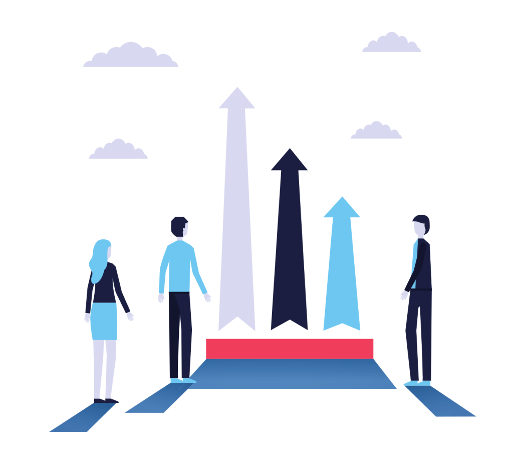Businesspeople growth arrows