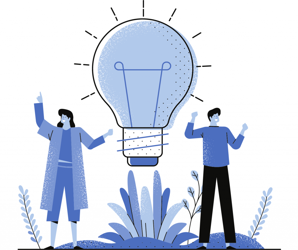 two people with a big bulb