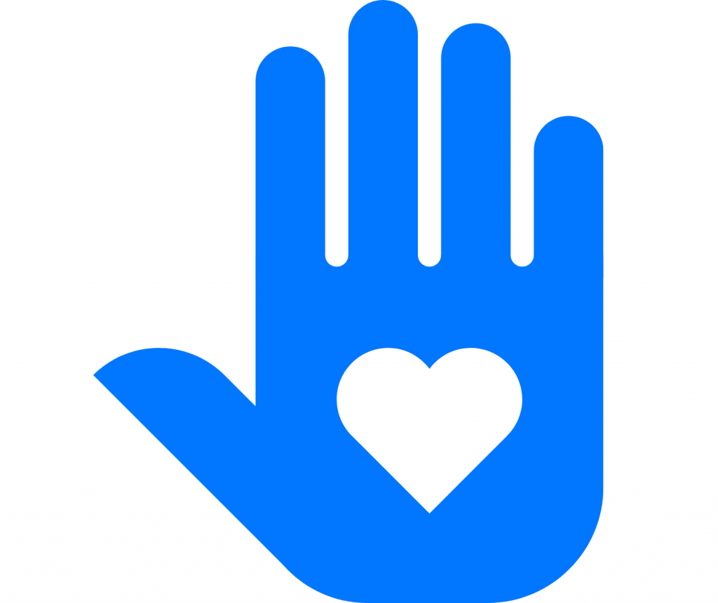 Volunteer sign- palm with a heart in it