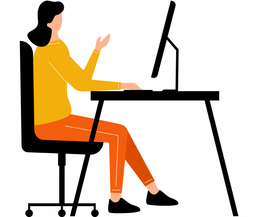 Woman in front of computer