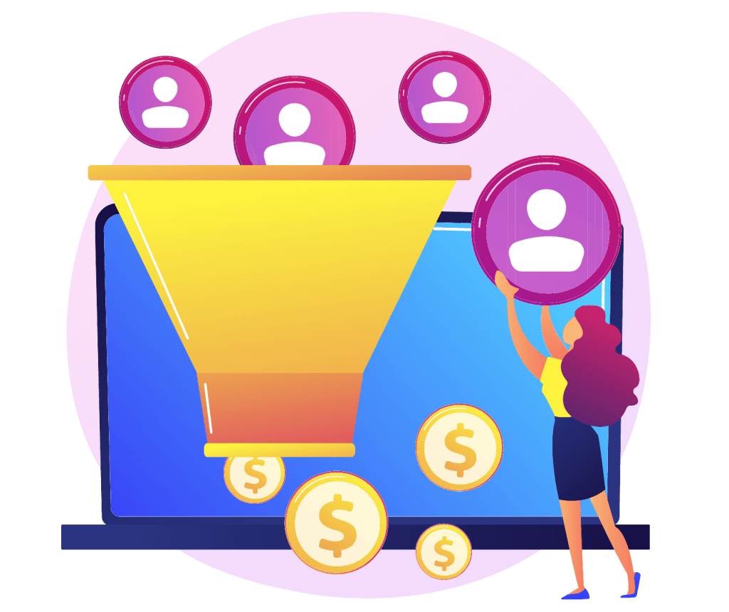 Sales funnel with dollar sign