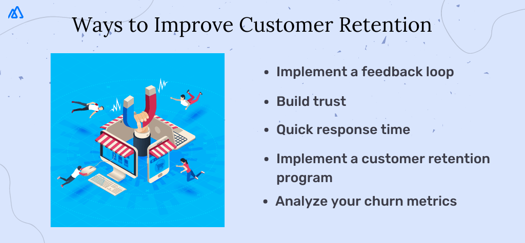 blue infographic on ways to improve customer retention