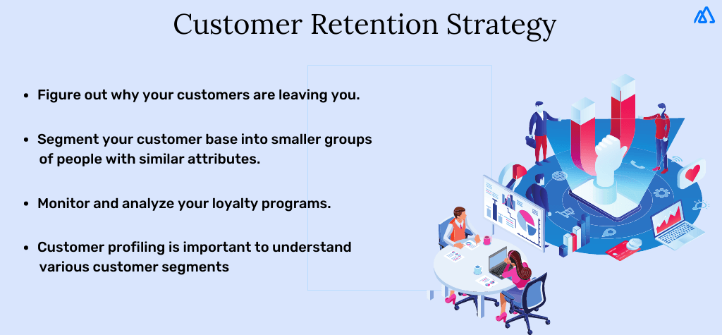 blue infographic on customer retention strategy