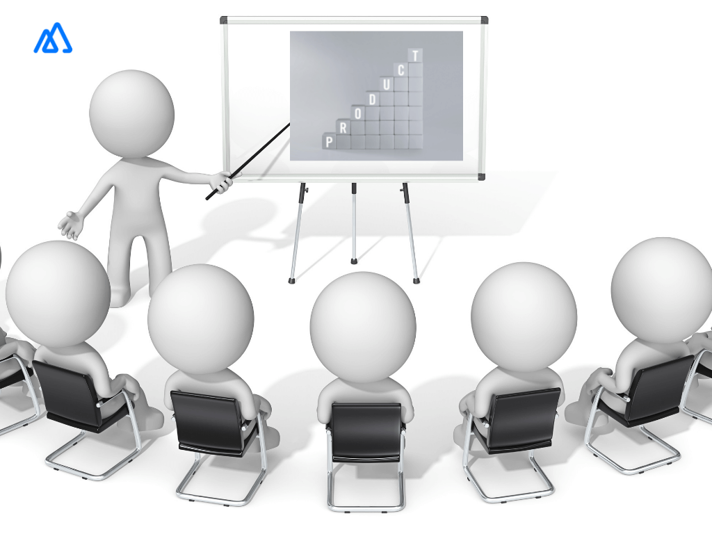 man giving a presentation to others on whiteboard