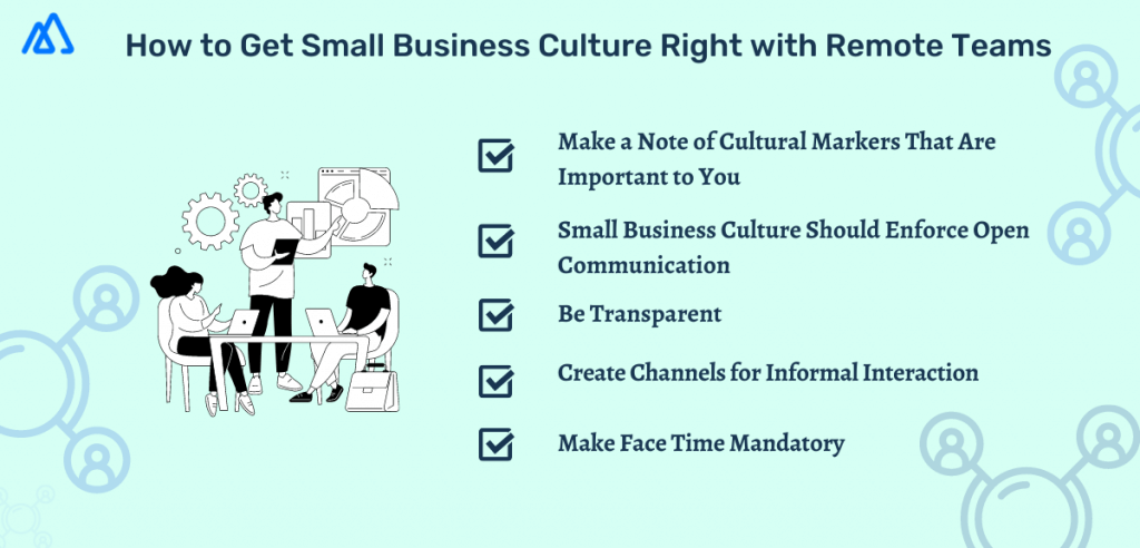 infographic on How to get small business culture right with remote teams
