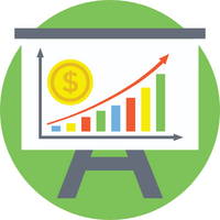 Increasing graph with dollar sign Increasing graph with dollar sign