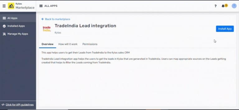 TradeIndia Integration in Kylas