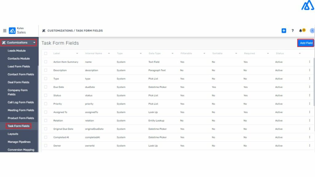 Edit/Rename Existing Fields and Add Custom Fields on Tasks 