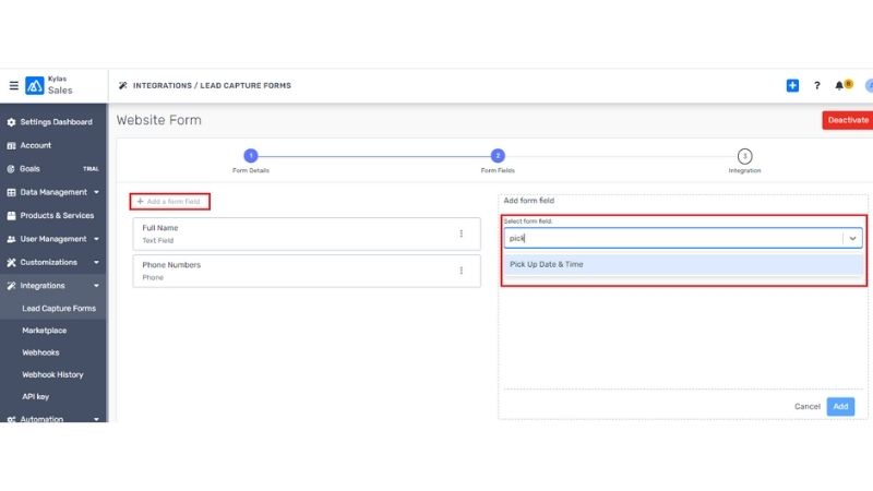 Date-Time Field on Lead Capture Form