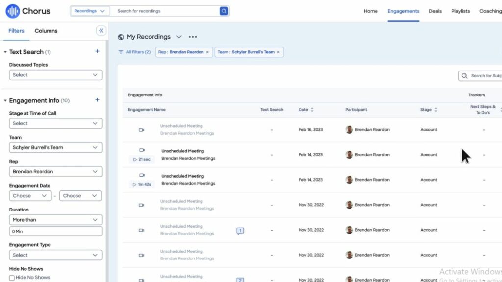 Chorus Dashboard