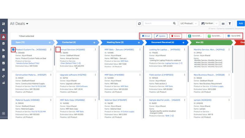 Deal Bulk Action in Kanban View