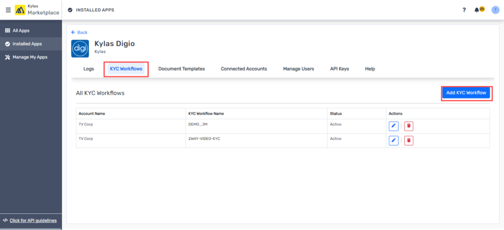 KYC workflow: