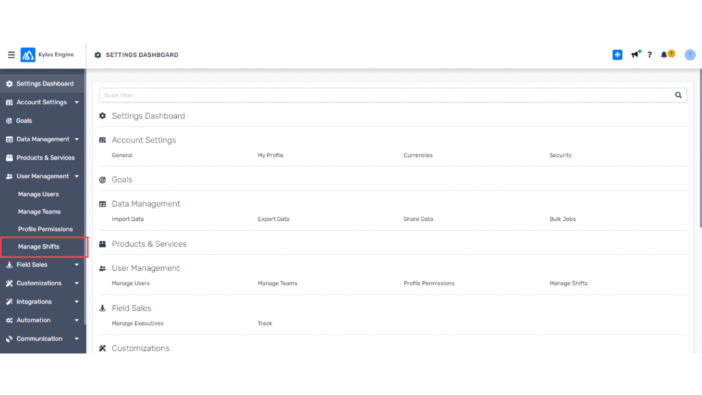 User Shifts